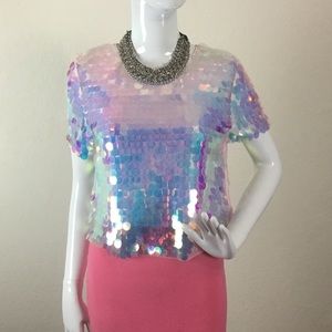 Forever 21 Iridescent Boxy Sequined Top